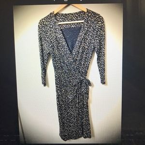 Ann Taylor Navy Wrap-around 3/4 sleeve dress /NWOT